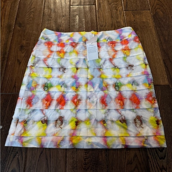 Ann Taylor Dresses & Skirts - Ann Taylor Silk Cotton Printed Ruffle Geometric Straight Pencil Skirt